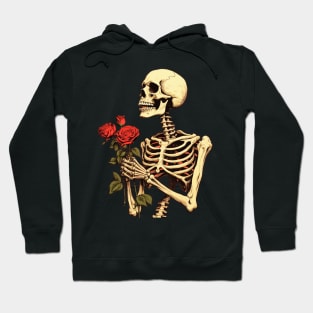 Creepy Skeleton Flower Cartoon Vintage Hoodie